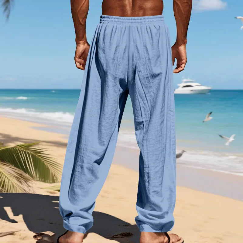 Men's 16-Color Breathable Linen Yoga Pants Loose Casual Sportswear for Spring/Summer