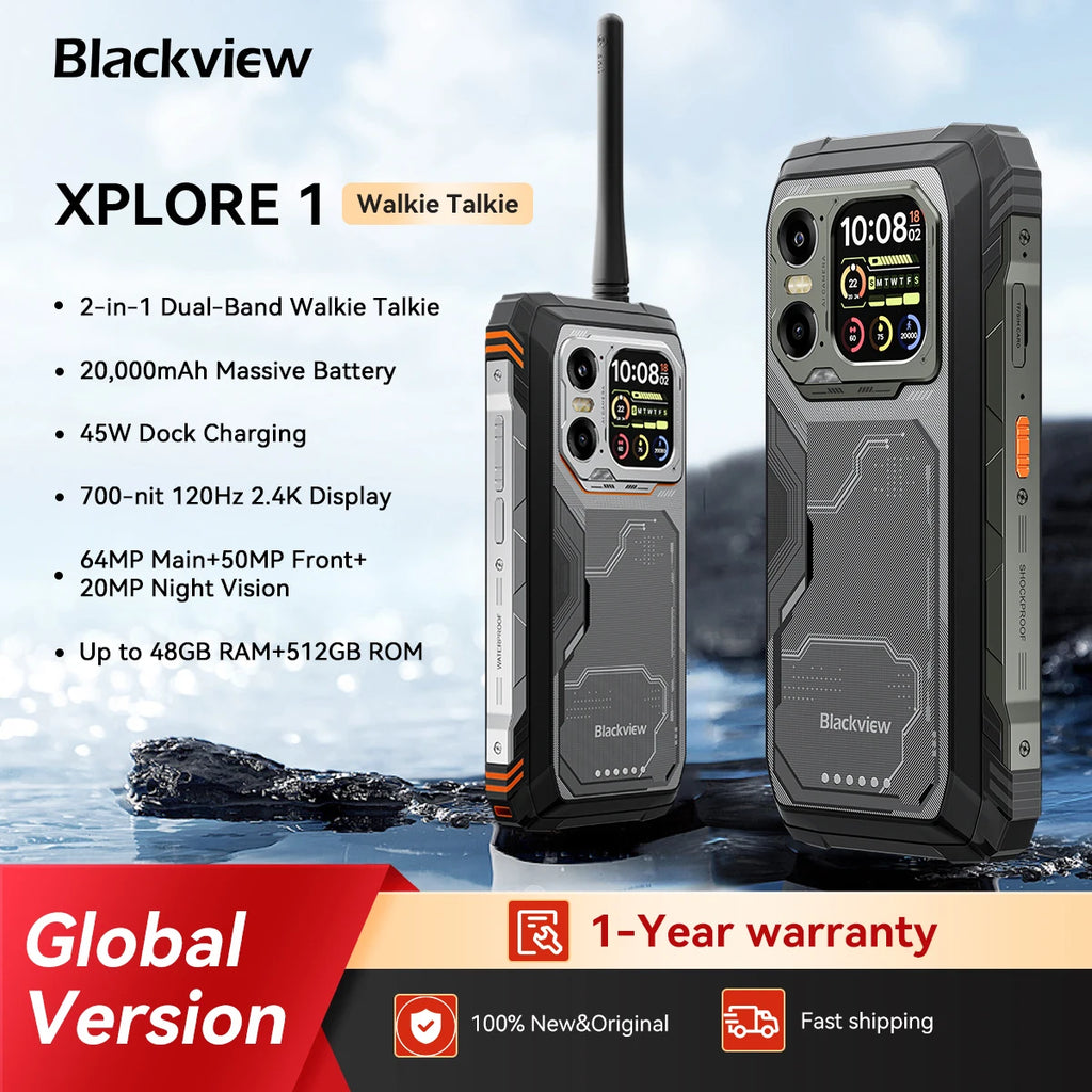Blackview XPLORE 1 Rugged Smartphone with Walkie Talkie, 20000mAh, 6.78" 120Hz Display, 64MP Camera, MediaTek Dimensity 7050