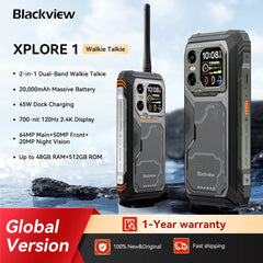 Blackview XPLORE 1 Rugged Smartphone with Walkie Talkie, 20000mAh, 6.78" 120Hz Display, 64MP Camera, MediaTek Dimensity 7050