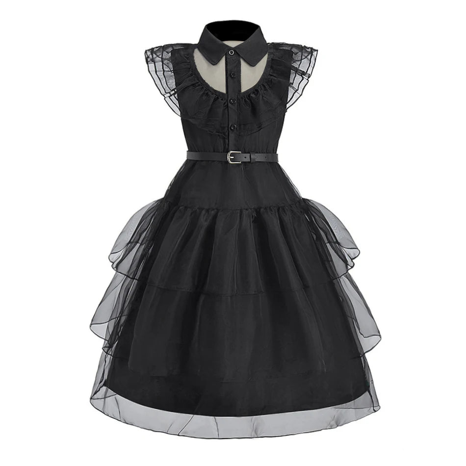 Girls Black Princess Costume Dress – Kids Cosplay Party, Pageant & Halloween Outfit