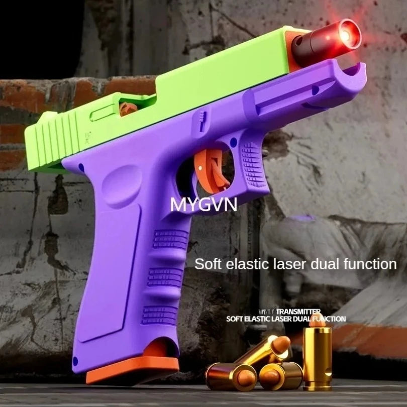 Multi‑Functional Soft Bullet Laser Toy Pistol with Shell Ejection & Double Firing Mode