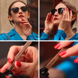 KINGSEVEN Handmade Black Walnut Wooden Polarized UV400 Sunglasses Semi-Rimless Retro Eyewear thumbnail 3
