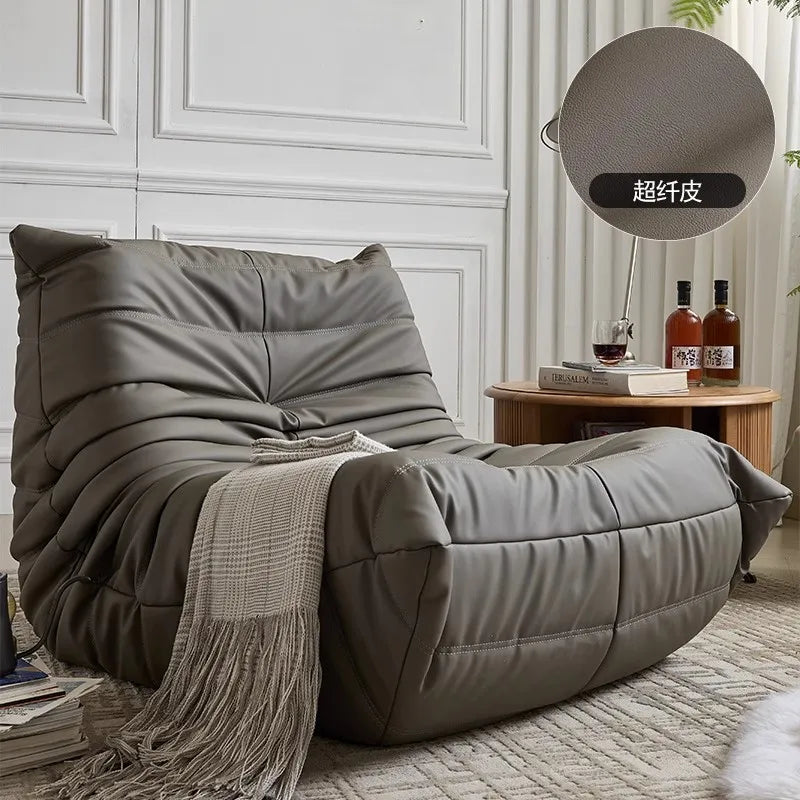 MOMO Caterpillar Single Recliner Lazy Sofa Wabi-Sabi Style Fabric Lounge Chair 78x103cm