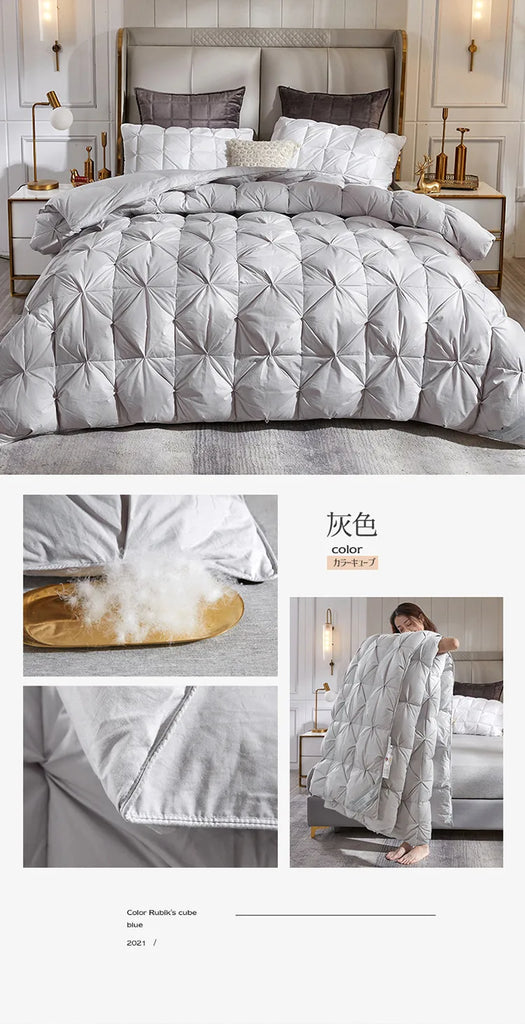 Five-Star Hotel Style Goose Down Duvet – Warm Winter Quilt for Single & Double Beds – Soft Quilted Polyester Comforter 150x200cm to 200x230cm