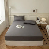 Kuup 3-Piece Solid Colour Queen Bedding Set – Polyester Fitted Sheet & Pillowcases with Elastic Band thumbnail 35