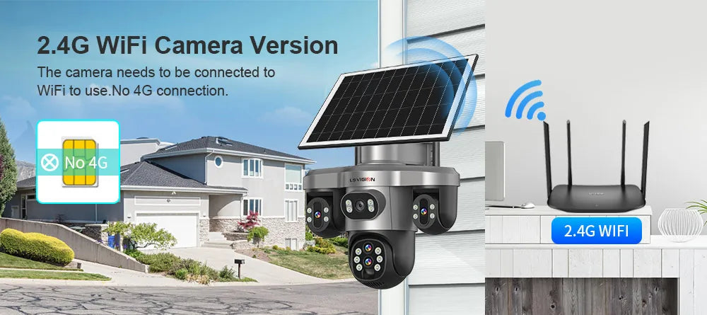 LS VISION 20MP 4-Lens Three Screen 4G/WiFi Solar Security Camera with 10X Optical Zoom and Auto Tracking