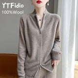 100% Wool Women’s Zipper Turtleneck Sweater – Casual Loose Knit Cardigan for Autumn/Winter thumbnail 5