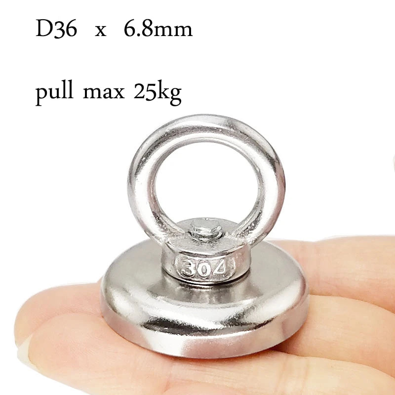 Super Strong Fishing Magnet – Heavy Duty Salvage Search Magnet with Eyebolt | Powerful Permanent Magnet for Treasure Hunting & Recovery