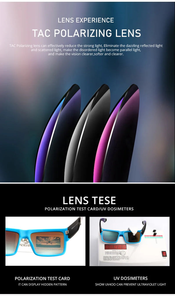 KDEAM Classic Square Polarized Sports Sunglasses UV400 Windproof Outdoor Fishing Driving Shades for Men KD093