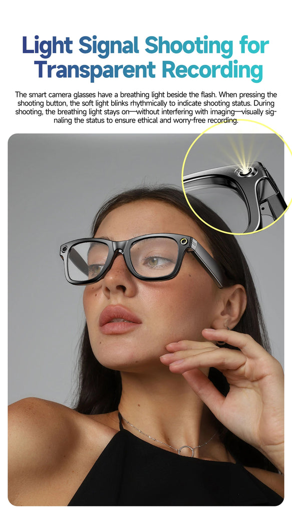 GUHUAVMI Smart Glasses for Men – 8MP Camera | WiFi | Bluetooth | AI Features | IP65 Waterproof