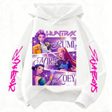 Cute Girls Hooded Sweatshirt KPop Demon Hunter Cartoon Casual Top – Purple & Pink thumbnail 9