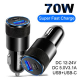 Mini 70W PD QC 3.0 Fast Charging Car Charger USB Type-C Dual Port Adapter thumbnail 1