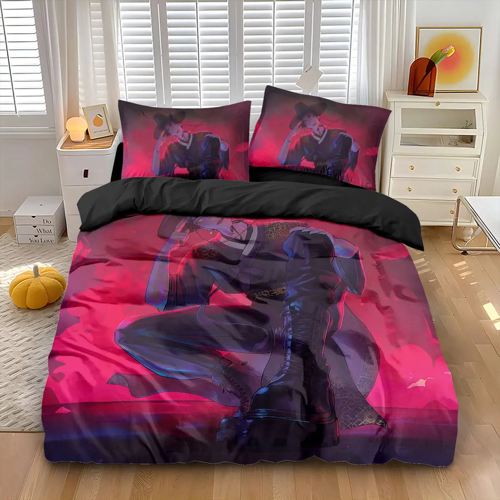 3pcs K-Pop Bedding Set Demon Hunters Colorful Print Polyester Duvet Cover with Pillowcases