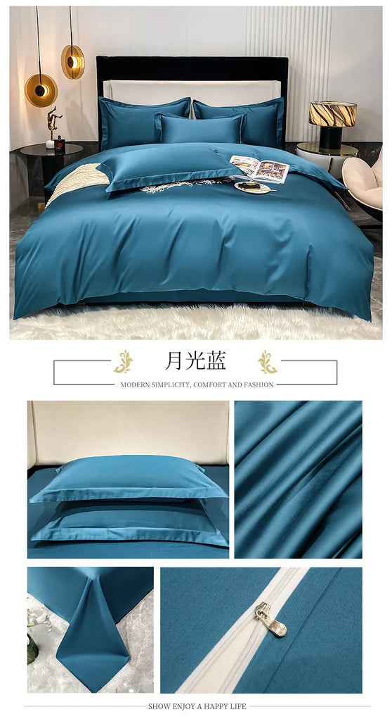 Luxury 100% Egyptian Cotton Bedding Set – Duvet Cover & Pillowcases, Soft Bed Linen for Double, Queen, King Size Beds