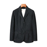 Men’s Solid Denim Jacket – Vintage Casual Slim Fit Cotton Blazer thumbnail 14