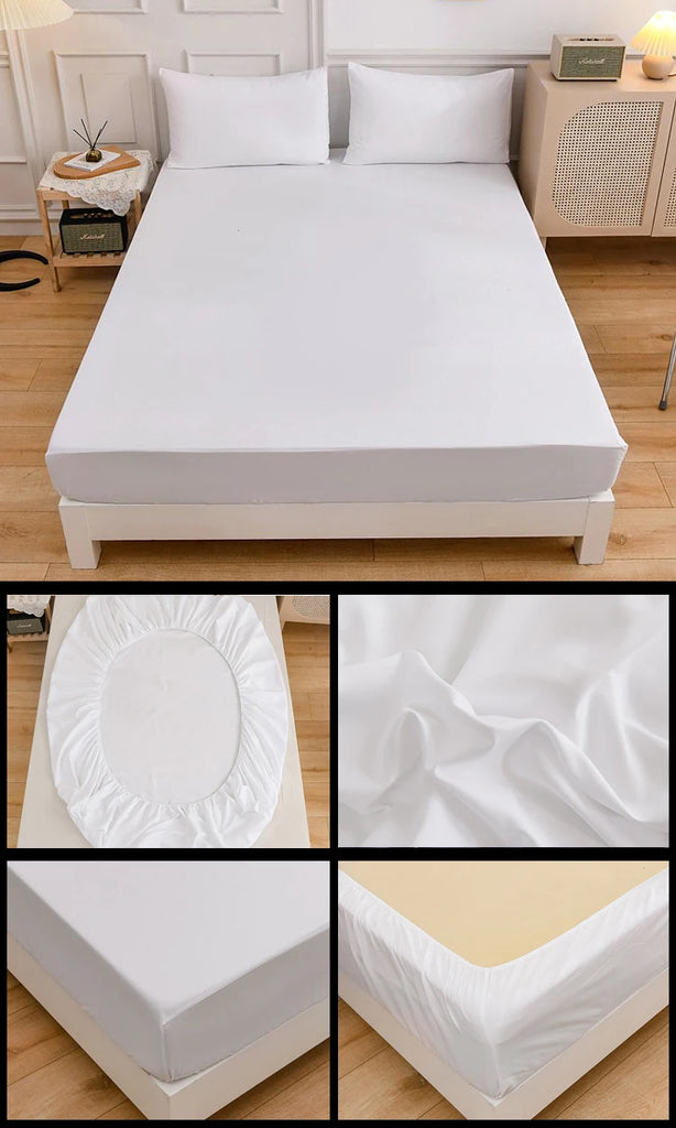 Kuup 3-Piece Solid Colour Queen Bedding Set – Polyester Fitted Sheet & Pillowcases with Elastic Band