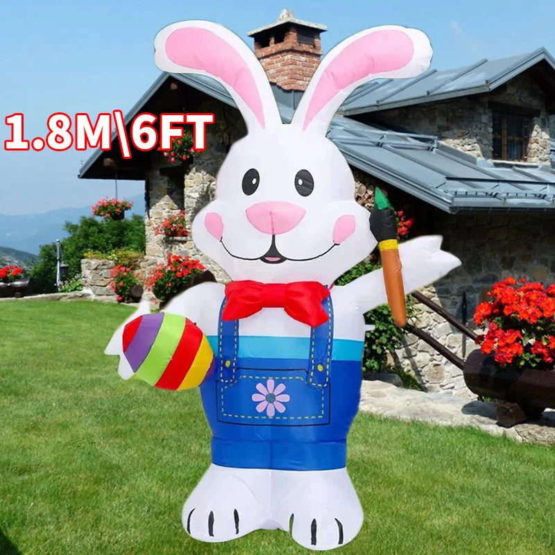 6ft LED Inflatable Easter Bunny with Eggs – Luminous Garden Decoration