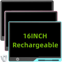 16 Inch USB Rechargeable LCD Writing Tablet Drawing Board 41cm Erasable Screen for Kids