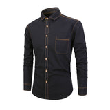 Men’s Autumn Cotton-Blend Denim Shirt – Casual Long Sleeve Button-Up with Single Pocket thumbnail 15