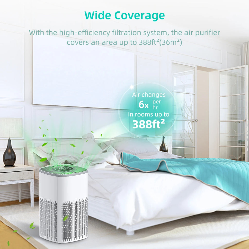 Smart WiFi Air Purifier with HEPA Filter, Tuya App & Alexa Control – Portable Home Air Cleaner with PM2.5 Display