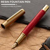 Exquisite Resin Fountain Pen Set 0.5mm Medium Nib with 15ml Ink Gift Box – Luxury Metal Calligraphy & Office Writing Pen thumbnail 2