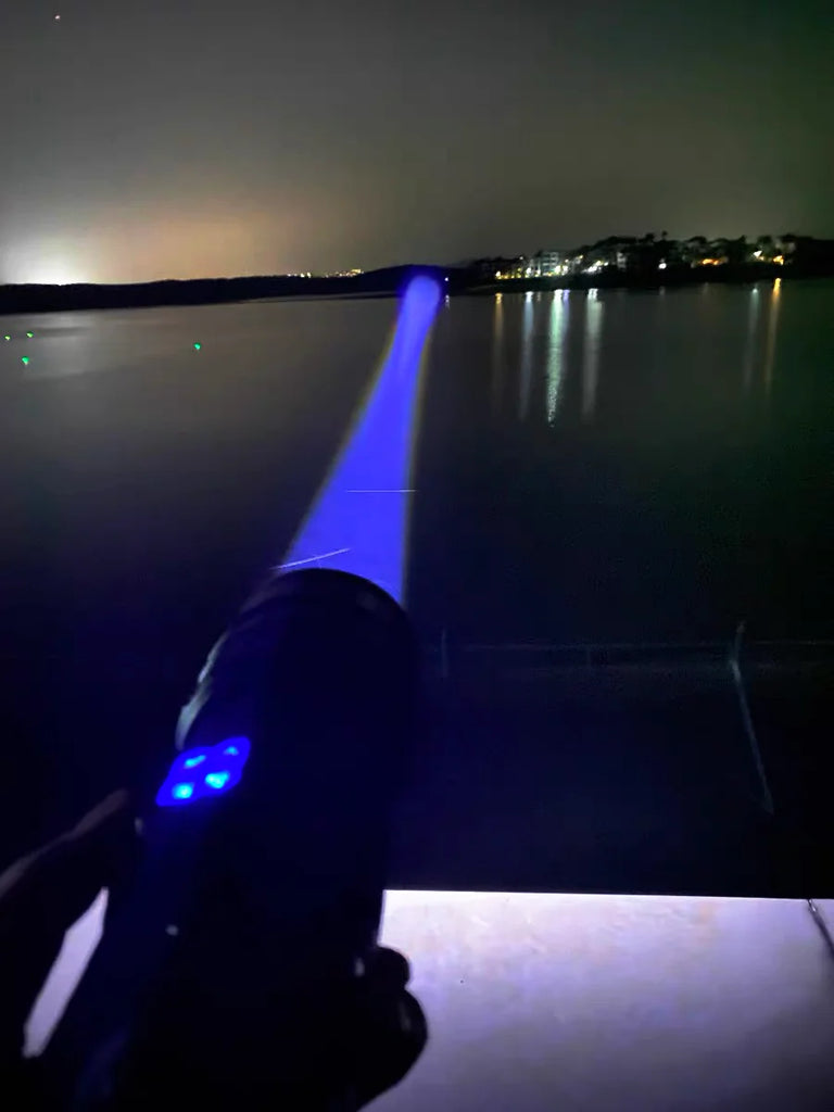UltraBright™ 1500W Rechargeable LED Flashlight – 6,000M Long Range Tactical Torch (Built-in Power Bank)