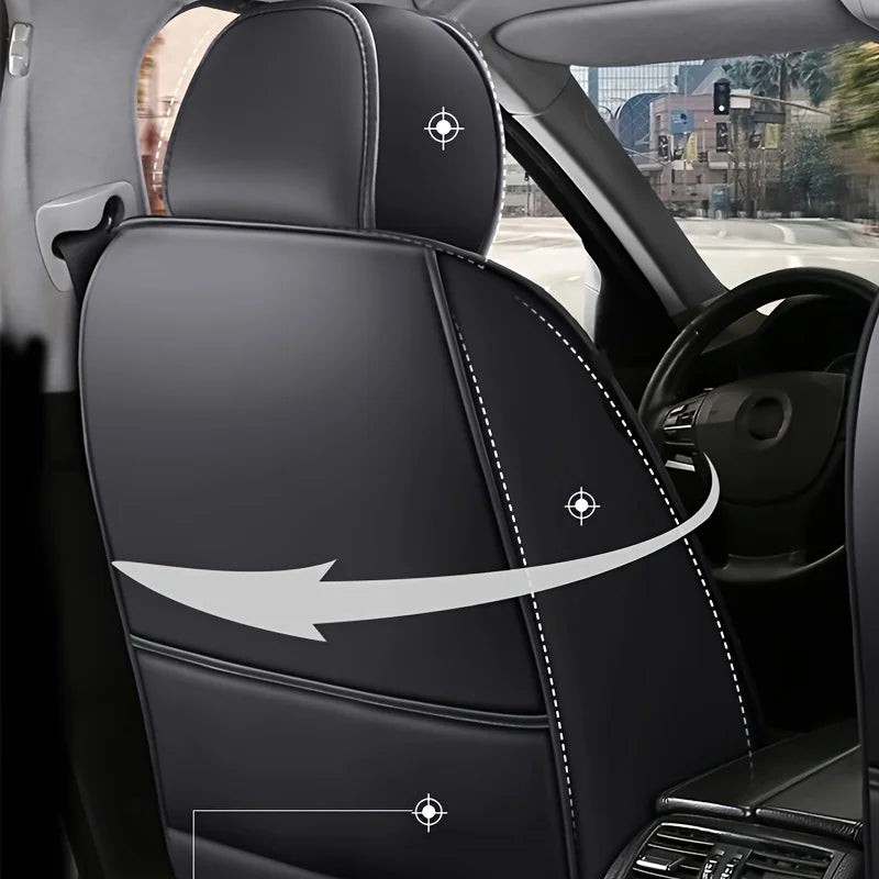 Full Leather Car Seat Cushion – All Season Universal Driver & Passenger Seat Cover Pad | 1pc or 2pcs