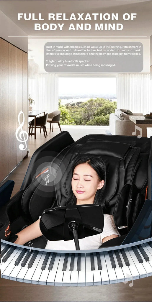 Full Body Elastic Massage Chair with Voice Control, Heating & Foot Roller – LCD Remote, OUCEY