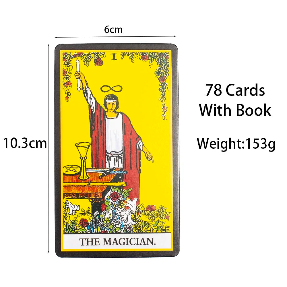 Black Classic Tarot Cards Deck – 78 Card Fortune Telling Set with Guidebook