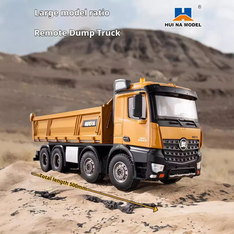 536 12-Channel 1:14 Alloy Remote Control 8-Wheel Heavy-Duty Engineering Dump Truck Toy with Lights