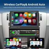 1Din 7'' Retractable Car Stereo with Wireless CarPlay & Android Auto, Bluetooth, FM, USB, AUX thumbnail 2