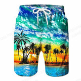 Kids 3D Coconut Tree Surfing Board Shorts – Boys & Girls Beach Swim Trunks thumbnail 4