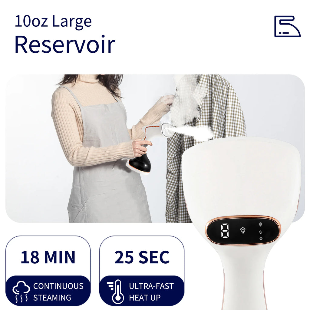 1800W Handheld Garment Steamer with Touch Screen Control and 320ml Water Tank