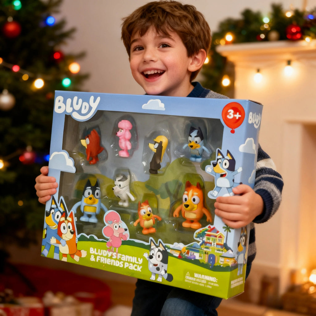 Bluey Family 8-Piece Figurine Set – Bingo & Friends Movable Action Figures Toy