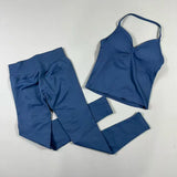 Women’s Seamless Yoga Gym Set – Backless Tank Top & High Waist Scrunch Shorts (2PCS) thumbnail 35