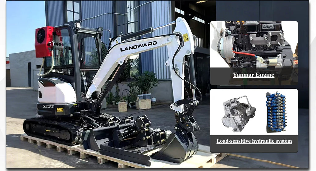 LANDWARD CE Euro 5 Mini Excavator 3.5 Ton with Kubota Engine – Customizable Home & Farm Crawler Excavator