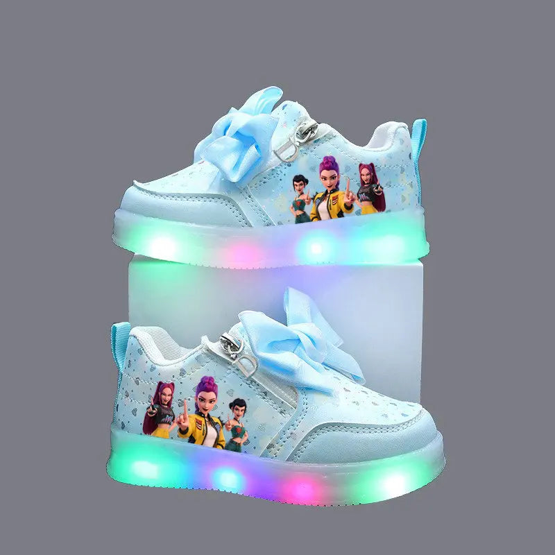 Kpop Demon Hunter LED Sneakers for Kids – Luminous Anime Tennis Shoes for Girls & Boys