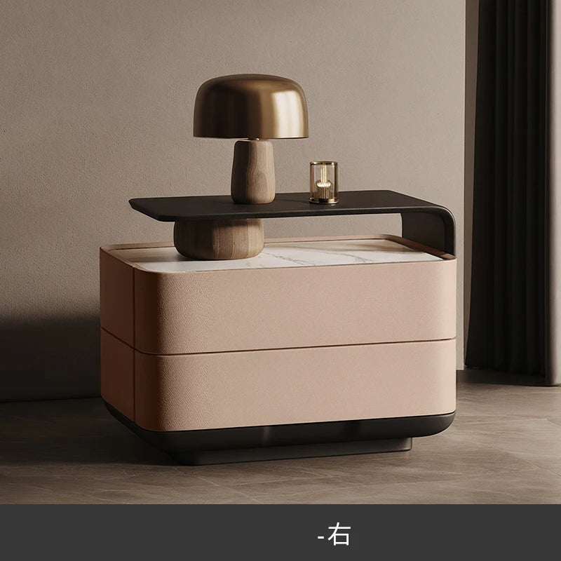 Nordic Minimalist Bedside Table with Storage Drawers – Modern Glamour Nightstand for Bedroom