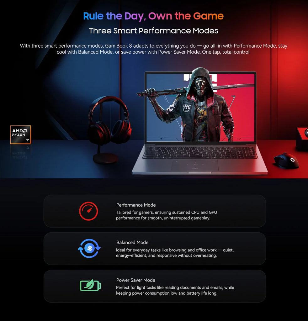 Blackview GamiBook 8 Laptop 16" AMD Ryzen 7 7735HS 16GB DDR5 512GB SSD Windows 11 Pro Wi-Fi 6