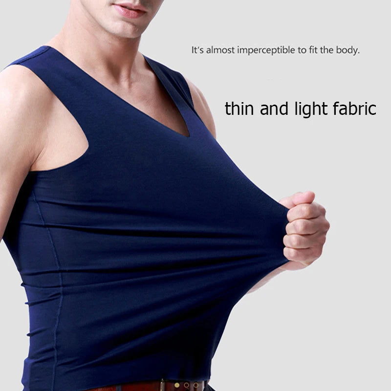Men’s Seamless Ice Silk Tank Top Sleeveless Vest – Breathable Sport & Casual Undershirt for Gym and Summer Wear