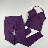 Women’s Seamless Yoga Gym Set – Backless Tank Top & High Waist Scrunch Shorts (2PCS) thumbnail 53