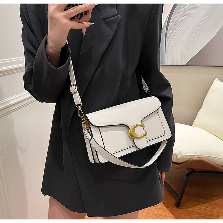 Women’s High-End Pure Color Square Shoulder Bag – Multi-Layer Minimalist Commuter Handbag