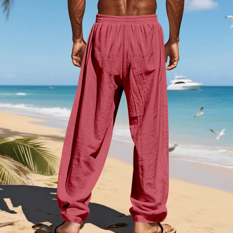 Men's 16-Color Breathable Linen Yoga Pants Loose Casual Sportswear for Spring/Summer