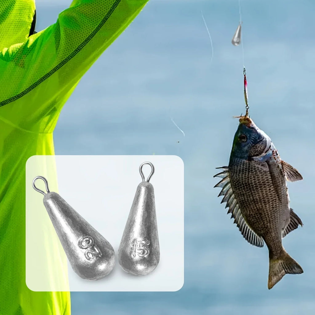 Premium Teardrop Fishing Weights Sinkers – 10 Sizes Lead Drop Shot Weights with 360° Swivel for Freshwater & Saltwater