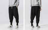 Men’s Cotton Linen Harem Pants – Baggy Streetwear Joggers with Elastic Waist thumbnail 10