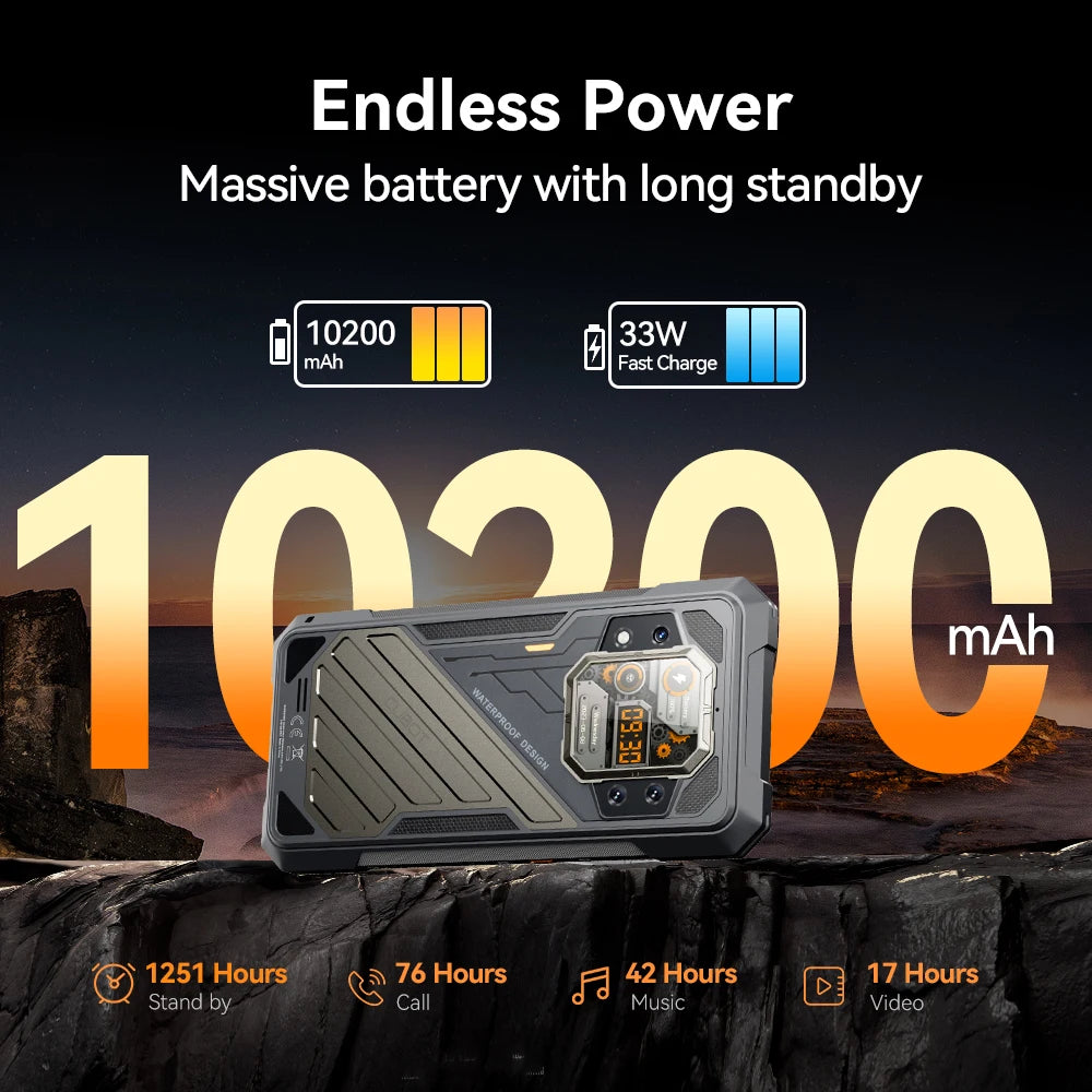 CUBOT KingKong X Rugged 5G Smartphone, 32GB RAM (16GB+16GB), 256/512GB ROM, 10200mAh, 6.583" 120Hz Display, NFC, WiFi 6, 100MP Camera