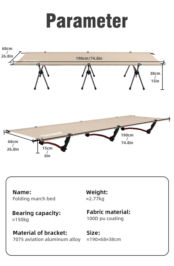 PACOONE Folding Camping Cot – Portable Outdoor Bed for Adults & Kids