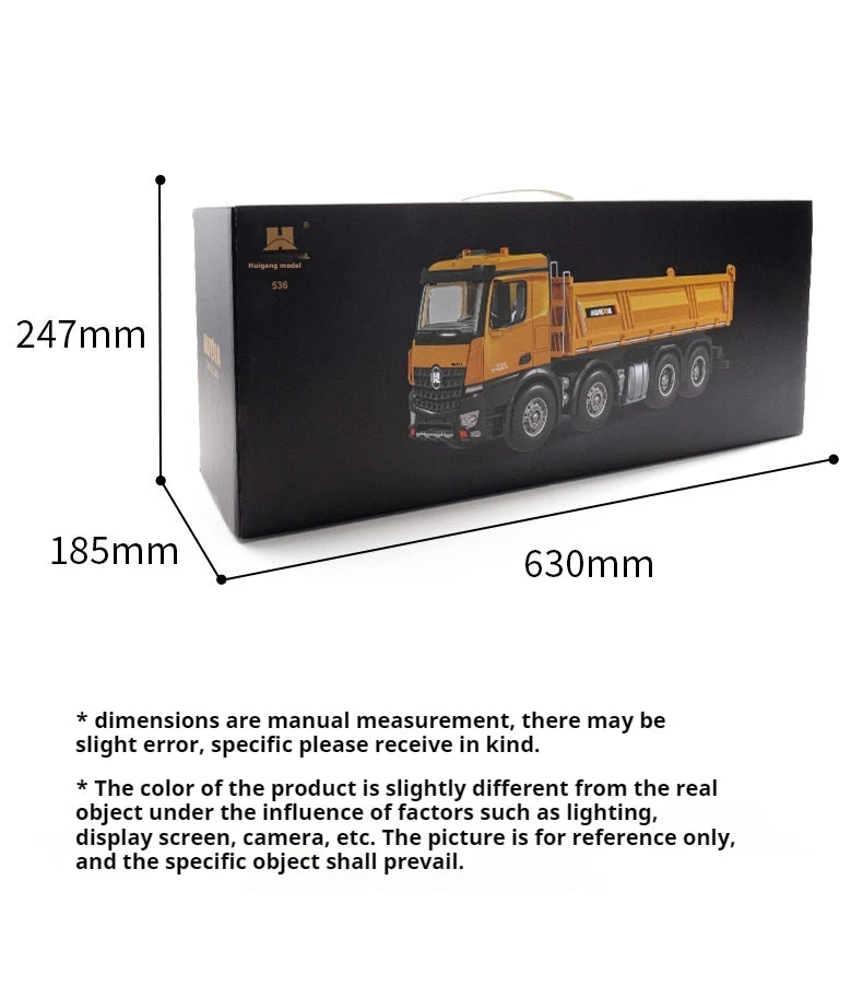 536 12-Channel 1:14 Alloy Remote Control 8-Wheel Heavy-Duty Engineering Dump Truck Toy with Lights
