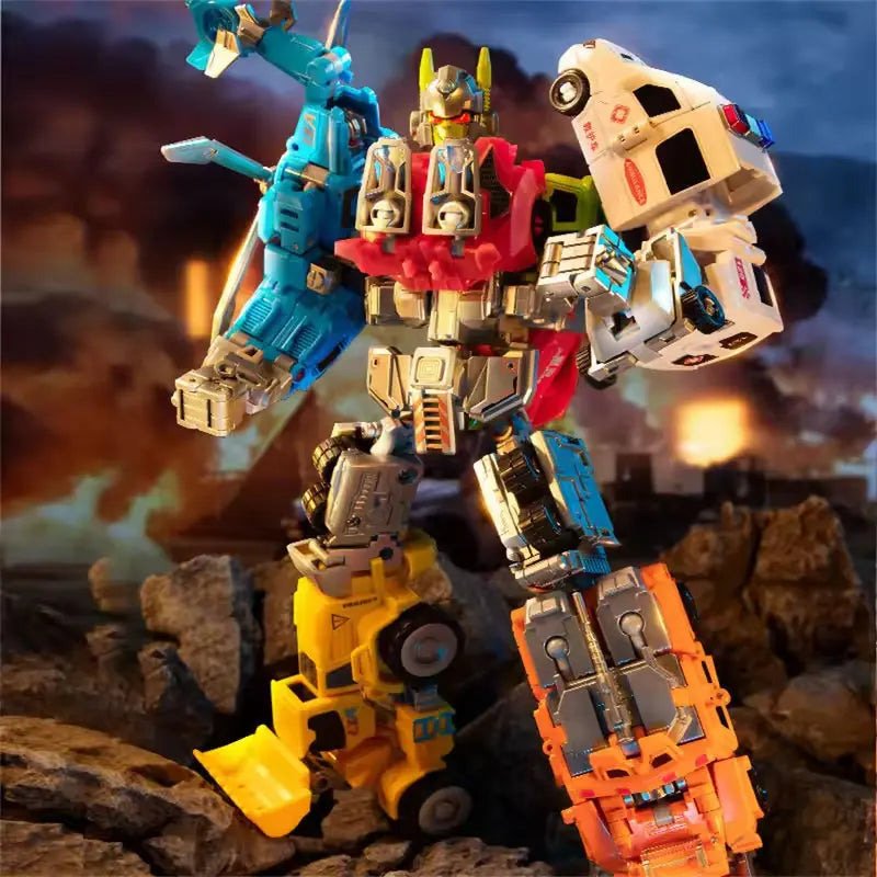 Transformation Toy Robot 6-in-1 Rescue Team Combined Alloy Robot – Birthday Gift