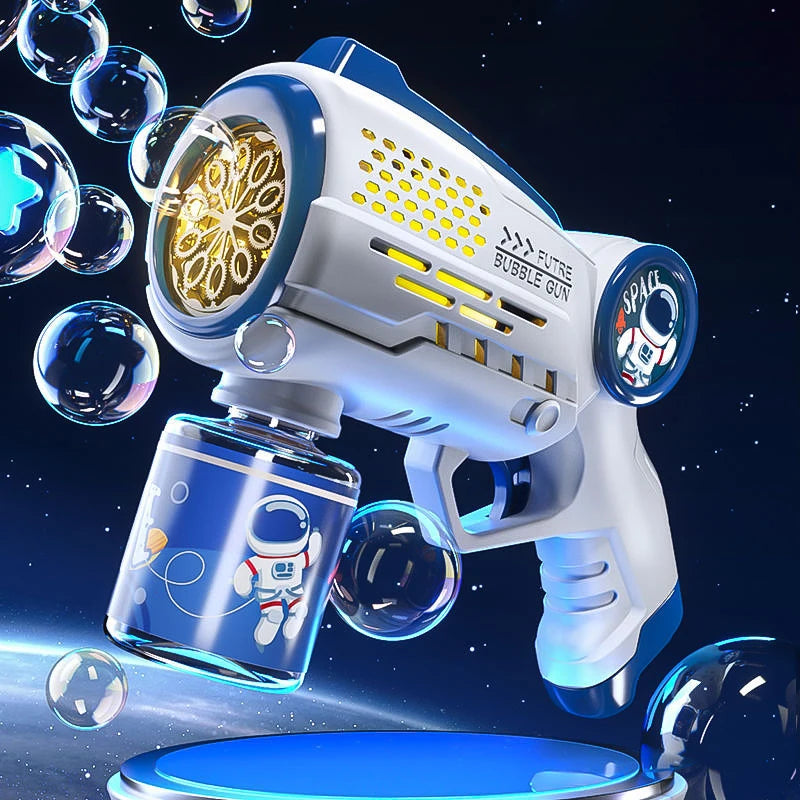 Porous Astronaut Electric Bubble Gun for Kids – Automatic Bubble Machine with Light, Summer Outdoor Party Toy